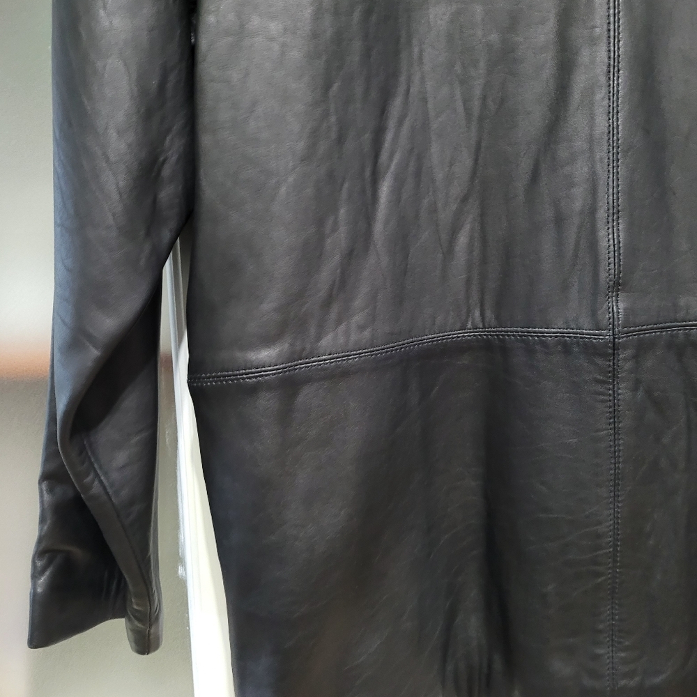 Vintage Leather Black Women's 1980's Jacket Blazer Retro shoulder pads - Picture 10 of 16